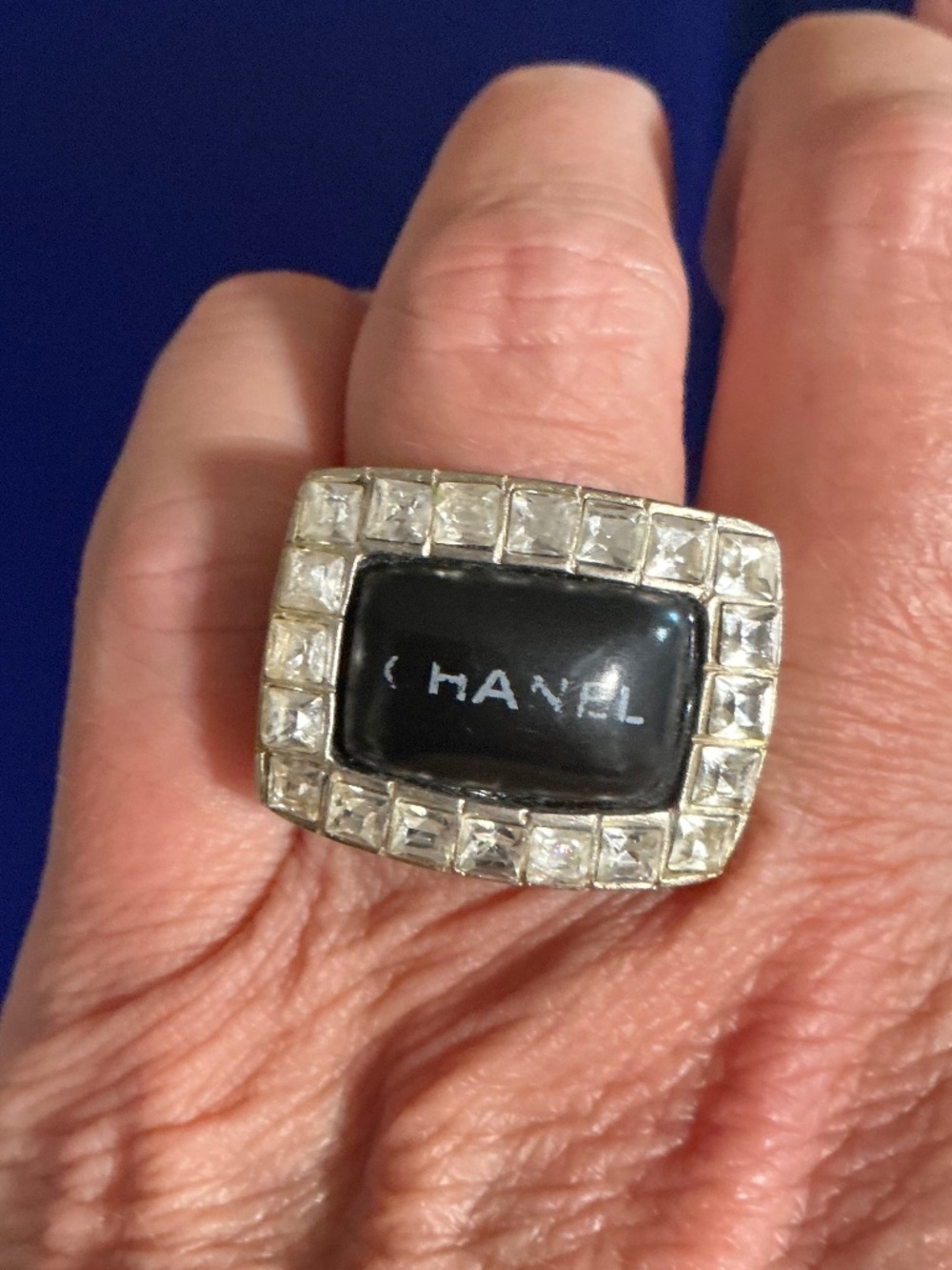 Vintage Chanel silver tone large ring